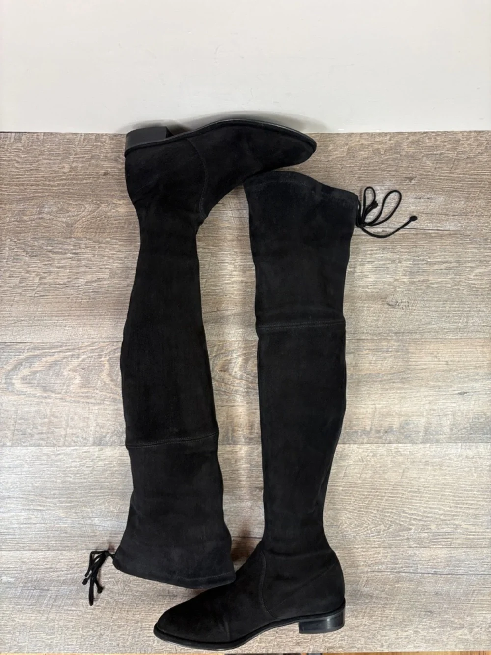 Stuart Weitzman Lowland Over-the-Knee Boots Black Suede Size 7.5